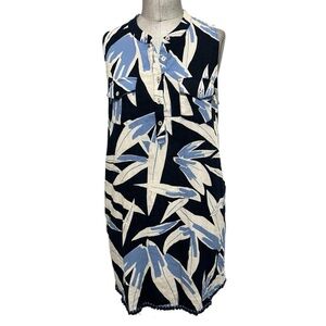 Joy Joy Blue & White Sleeveless Summer Lined Dress With Pockets Size L